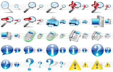 basic icons for vista - search sh, zoom, zoom sh, zoom in, zoom in sh, zoom out, zoom out sh, print, print sh, computer, computer sh, calculator, calculator sh, phone, phone sh, about, about sh, info, info sh, question, question sh, query, query sh, warning, warning sh icon