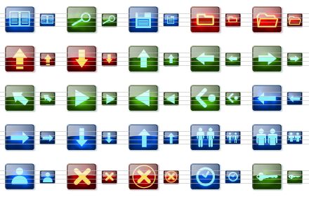 blog icons for vista - pocket book, search, save page, folder, open folder, update, download, upload, previous, next, up-left arrow, forward, back, track back, left, right, down, up, community, community part, user, close, cancel, clock, key icon