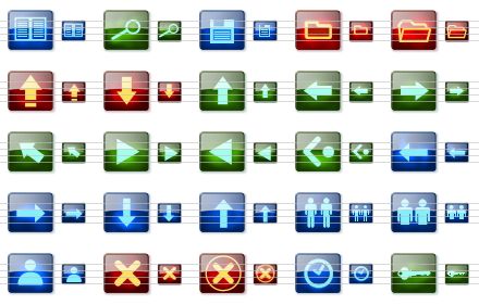 blog icons for vista - pocket book, search, save page, folder, open folder, update, download, upload, previous, next, up-left arrow, forward, back, track back, left, right, down, up, community, community part, user, close, cancel, clock, key icon