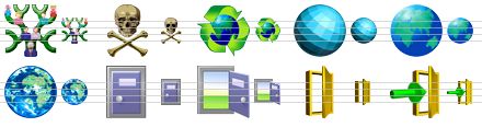 business software icons - genealogy, death, recycling, globe, web, earth, closed door, open door, door, exit icon
