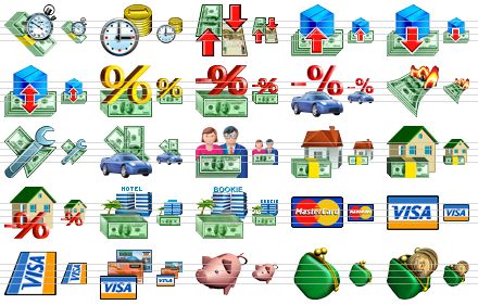 business software icons - credit, income, exchange, purchase, buy, trade, interest on deposit, tax, automobile loan interest payment, fire damage, repair costs, automobile loan, personal loan, mortgage loan, real estate, mortgage loan interest payment, tourist business, bookie, mastercard, visa card, credit card, credit cards, piggy-bank, purse, finances icon