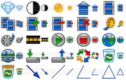 design icon set - transparency, contrast, brightness, update, frame, frames, add frame, remove frame, delete frame, movie, film, animation, play, stop playing, earth, internet link, download, upload, synchronize, empty dustbin, full dustbin, arrow, line, angle, triangle icon