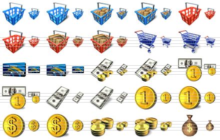 financial icon library for vista - product basket, product basket sh, full basket, full basket sh, red basket, red basket sh, full red basket, full red basket sh, hand truck, hand truck sh, credit card, credit card sh, money, money sh, currency, currency sh, bank notes, bank notes sh, coin, coin sh, dollar coin, dollar coin sh, coins, coins sh, money bag icon