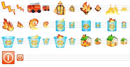 fire toolbar icons - lightning, fire engine, fireman, fire, fire v2, flame, fire curl, full dustbin, empty dustbin, burn dustbin, empty trash can, full trash can, burn trash can, disaster, home, turn off icon