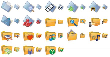 folder icon set - open files v3, search v3, video v3, users v3, binoculars v3, fonts v3, user allert v3, folder v4, search v4, shared v4, books v4, favorites v4, users v4, images v4, music v4, money v4, locked v4, question v4 icon