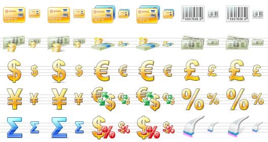 large commerce icons - visa, visa sh, credit cards, credit cards sh, barcode, barcode sh, money, money sh, money v2, money v2 sh, money v3, money v3 sh, dollar, dollar sh, euro, euro sh, pound, pound sh, yen, yen sh, exchange, exchange sh, percent, percent sh, sum, sum sh, sale, sale sh, scanner, scanner sh icon