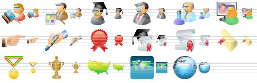 large education icons - teacher, lecturer, professor, chief, scientist, online, index, signature, certificate seal, knowledge, certificate, certification, winner, world cup, usa map, map, world icon