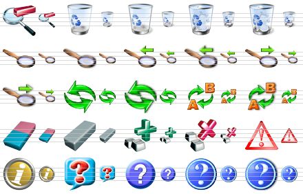 large icons for vista - zoom out v2, recycle bin, recycle bin sh, full recycle bin, full recycle bin sh, find, find sh, find previous, find previous sh, find next, find next sh, refresh, refresh sh, replace, replace sh, eraser, gray eraser, insert, delete, warning, info, hint, support, help, help sh icon