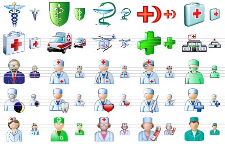 medical icon set - health care, health care v2, snake cup, red cross and crescent, medical bag, first-aid, ambulance car, casualty helicopter, green cross 3d, hospital, chief medical officer, doctor, physician, oculist, surgeon, anaesthetist, stomatologist, cardiologist, immunologist, veterinary, hospital nurse, druggist, optometrist, receptionist, sanitarian icon