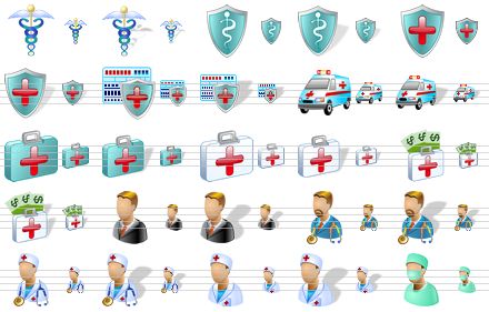 medical icons for vista - health care, health care sh, health care shield, health care shield sh, shield, shield sh, insurance, insurance sh, ambulance car, ambulance car sh, medical bag, medical bag sh, first-aid, first-aid sh, medical insurance, medical insurance sh, boss, boss sh, head physician, head physician sh, physician, physician sh, doctor, doctor sh, surgeon icon