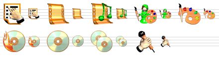 multimedia icons for vista - properties, frame, music frame, painter, palette v2, burn cd v2, cd-disk v2, cd-disks v2, karaoke icon