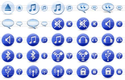 multimedia icons for vista - eject sh, play music, play music sh, quotation, quotation sh, hint, hint sh, mute, mute sh, sound, sound sh, notes, notes sh, head phones, head phones sh, bluetooth, bluetooth sh, firewire, firewire sh, usb, usb sh, wi-fi, wi-fi sh, lock, lock sh icon