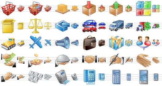perfect business icons - empty basket, full basket, pallet, get, send, goods, package, scales, location, cars, delivery, freight charges, bulldozer, airplane, advertising, briefcase, gift, trading, payment, earnings, service, handshake, signature, hand, login, keyboard, fax, fax machine, mobile phone, cellphone icon