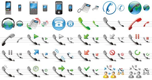 phone toolbar icons - mobile phone, smart phone, cell phone, phone, phone number, ip telephony, voip, tapi, telephony, dial, dial v2, hang up, hang up v2, unhold, unhold v2, answer, answer v2, hold, hold v2, make a call, active calls, missed calls, not ready, redial, on dialtone, idle, offering, ready, transfer conference, transfer conference v2 icon