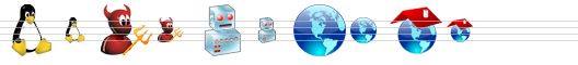 small network icons - linux penguin, freebsd, robot, web, home page icon