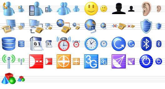 small phone icons - phone chat, mobile chat, chat, smile, somebody, ear, phone and monitor, network connection, internet connection, network connections, no connection, shield, database, calendar, alarm, time, repeat, bluetooth, wi-fi, irda, gps, 3g, gprs, turn off, misc icon