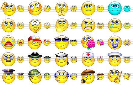 smile icon set - confusion, embarrassment, prayer, trouble, displeasure, discontent, fear, negation, spite, tear, weeping, cap, sun glasses, flower, baby, boss, hat, academician, doctor, captain, cop, military, operator, detective, repair icon