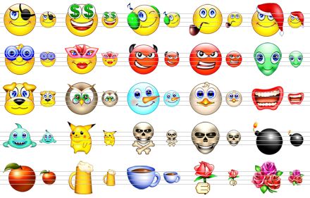 smile icon set - pirate, millionaire, listen music, smoking, new year, mad, mystique, devil, red evil, alien, dog, owl, snow man, bird, mouth, shark, pokemon, death, skull, bomb, apple, beer, coffee, rose, flowers icon