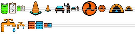 standard infrastructure icons - toxic release inventory, traffic control point, traffic inspection facility, transportation infrastructure, tunnel, water supply infrastructure, water treatment facility icon