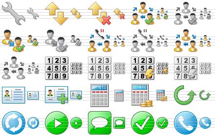 standard telephone icons - call options, call history, delete history, complete conference, complete conference v2, complete transfer, complete transfer v2, begin transfer-conference2, begin transfer conference v2, conference, conference v2, dial v3, dial v4, speed dial, speed dial v2, view account, more information, calc, quick quote, repeat, refresh, play, chat, ok, telephony icon